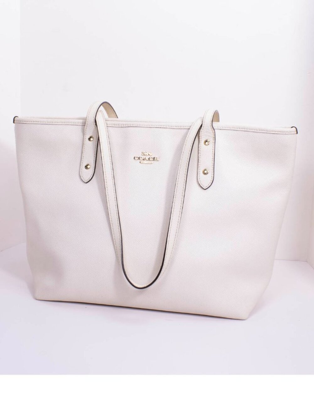 Coach F58848 City Zip Tote Chalk White Crossgrain Leather Gold Hardware 2015 - Picture 3 of 14